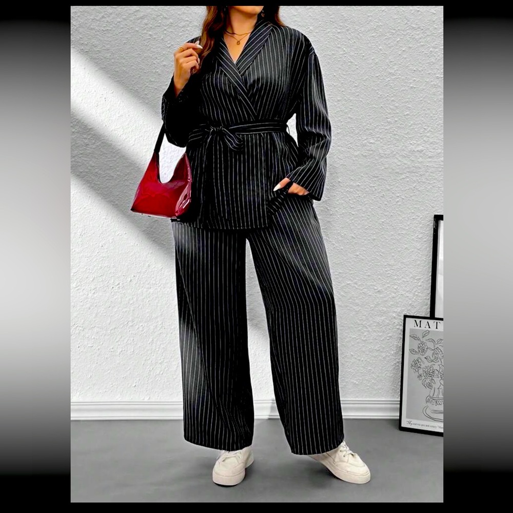 Women's Black Pinstripe Jumpsuit